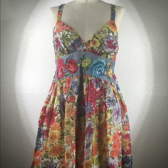 NWT Johnny Was Hanna Folk Dress Lined Sz S